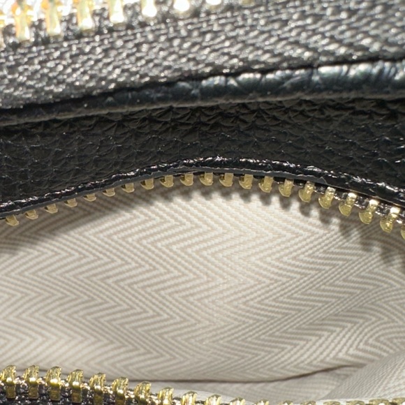 Black Pebbled Leather Zip Pouch with Gold Zippers - Picture 7 of 7